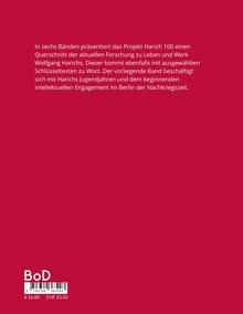 Text über ein sechsbändiges Projekt über Wolfgang Harichs Leben und Werk. Preisangabe und BoD-Logo unten. 