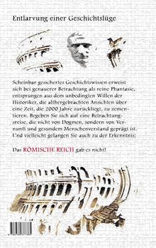 Text: "Enthüllung einer Geschichtslüge, Das RÖMISCHE REICH gab es nicht." Zeichnet das Kolosseum und eine Büste.