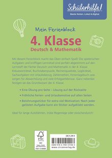 Schülerhilfe! Beste Noten. Lokal & digital. Mein Ferienblock 4. Klasse Deutsch & Mathematik. Ideal für lange Autofahrten.