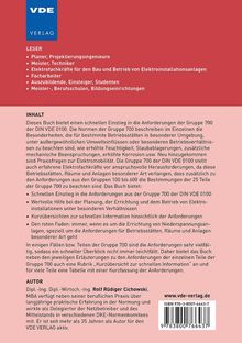Logo "VDE VERLAG". Leser: Planer, Techniker, Studenten. Das Buch bietet schnellen Einstieg in die Gruppe 700 der DIN VDE 0100.