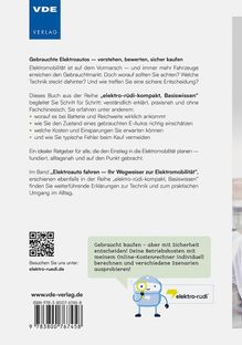 Ein Text über den Kauf gebrauchter Elektroautos, mit Tipps und Infos. Logo: VDE Verlag. Figur rechts mit Sprechblase.