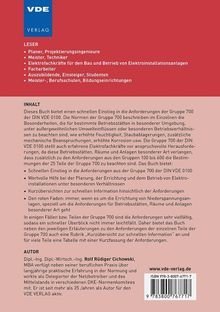 VDE VERLAG Logo, Lesergruppen, Buchinhalt über DIN VDE 0100 Gruppe 700, Autor Rolf Rüdiger Cichowski, ISBN 978-3-8007-6771-7.