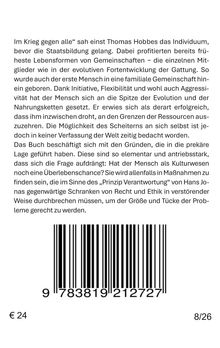 Ein Text über Thomas Hobbes’ Sicht auf Gemeinschaft und Evolution. Unten: Strichcode, Preis €24, Seitenzahl 8/26.