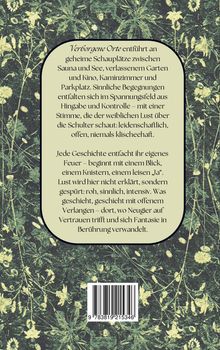 Text beschreibt geheime Schauplätze und sinnliche Begegnungen. Im Hintergrund sind viele Wildblumen. Ein Barcode unten.