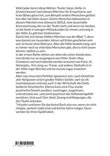 Ein Text beschreibt Teufel, Hölle, mächtige Politiker und geistliche Führer. Hinweis auf ein Buch mit Satire. Barcode vorhanden.