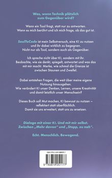 Text in Türkis: "Was, wenn Technik plötzlich zum Gegenüber wird?" und "Dialoge mit einer KI... Echt. Menschlich. Bewegend."