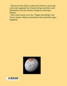Text beschreibt Maran als erfahrener Magier des Königs. Unten rechts ist ein Bild eines Himmelskörpers.