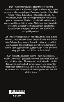 Beschreibung des Buchrückens einer Kriminalgeschichte mit dem Kommissar Karl-Heinz, der einen Mordfall lösen muss. Preis: € 14,90.