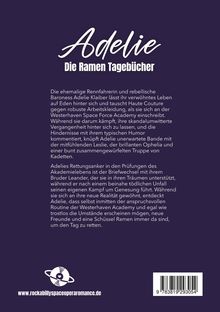 "Adelie - Die Ramen Tagebücher" beschreibt eine Reise von Adelie Klaiber an der Westerhaven Space Force Academy. Ein Logo zeigt einen Planeten.