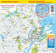 Titel: DEINE EXTRA FALTKARTE. Die Karte zeigt Kopenhagen mit Sehenswürdigkeiten und Straßen.