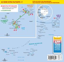 Ein Kartenausschnitt der Seychellen. Text: DEINE EXTRA FALTKARTE, MARCO POLO TOP-HIGHLIGHTS, EXTRA FALTKARTE ZUM HERAUSNEHMEN.