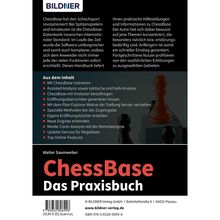 Titel: ChessBase Das Praxisbuch. Themen: ChessBase trainieren, Analysen, Eröffnungsansichten, Engines. Cover zeigt Schachfigur.
