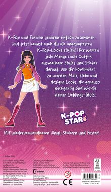 „K-Pop und Fashion gehören einfach zusammen... K-POP STAR“. Illustration eines Mädchens in stylischem Outfit.