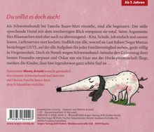 "Du willst es doch auch!" steht oben. Darunter ein Text über Schweinehundi bei Familie Bauer-Mati. Rechts oben: "Ab 5 Jahren". Illustriertes Schweinchen steht unten.