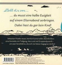 "Stell dir vor ... du musst eine halbe Ewigkeit auf einem Elternabend verbringen. Dabei hast du gar kein Kind!"  
Illustration: See mit Enten.