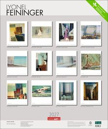 Oben: LYONEL FEININGER. Kunstwerke wie Segelschiff, Städteansichten. Unten: 2027. WEINGARTEN.