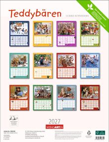 "Teddybären" und "2027" in großer Schrift. Zwölf Monatskalender mit Bärenbildern in bunten Rahmen. Oben "Ulrike Schneiders".
