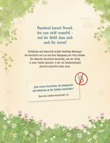 „Manchmal kommt Besuch, den man nicht erwartet – und der bleibt dann auch noch für immer!“ Illustration mit Blumen.