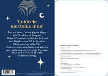 Auf blauem Hintergrund steht: "Entdecke die Göttin in dir." Mit weiteren inspirierten Texten über ein Orakelset.