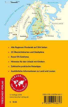 Texte: Inhalte über Finnland, Karten, Fotos, Reisetipps. Karte von Nordeuropa, Schwerpunkt Finnland, mit Städten und Gewässern.