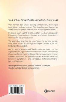 Text über Körperwahrnehmung, Heilung und Erfahrung. Pastellfarben im Hintergrund. Logo unten rechts, INNSALZ. ISBN sichtbar.