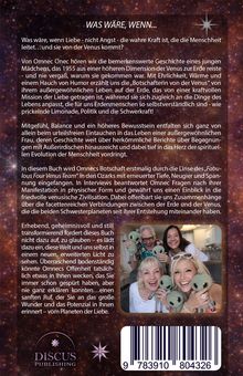 Titel: WAS WÄRE, WENN...  
Text beschreibt eine Geschichte von einem Mädchen von der Venus und enthält Themen wie Liebe und Menschheit.  
Darunter ein Bild von vier lächelnden Personen mit Stoffalien.  
Logo: DISCUS PUBLISHING.  
Barcode unten.