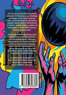 Ein Text über die philosophische Schuldfrage. Bunte Illustration mit Händen, Erde und einem Gebäude im Hintergrund.