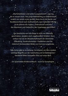 Ein Buchrückentext beschreibt die Reise eines Rotkehlchens von Deutschland nach Südfrankreich.