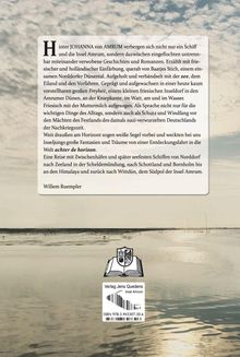 Ein Text von Willem Ruempler beschreibt die Freiheit der Insel Amrum. Unten ist ein Verlagslogo und eine Wasserlandschaft.