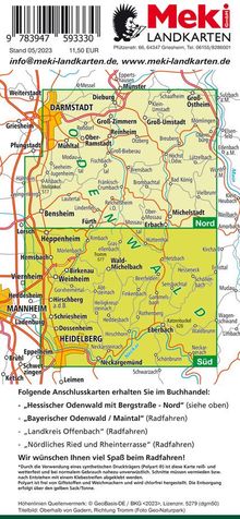 Michael Messer: Radfahren, Hessischer Odenwald Süd / Badischer Odenwald und Bergstraße 1:30000, Karten