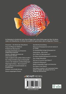Im Diskusbuch schreibt Bernd Degen über 50 Jahre Leben mit Diskusfischen. Illustration eines bunten Diskusfisches.