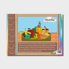 „Was ist das denn? Da ist doch in Mama Manzettis Küche eine kleine, braune Schabe aufgetaucht!” Illustration: Schabe im Obstkorb.