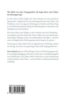 Text über ein Buch: "Was bleibt von einer Vergangenheit..." Es beschreibt Hans Schmid und seine Recherchen zu NS-Zeit.