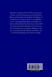 Text beschreibt Wernher von Brauns Traum, zum Mond zu fliegen, und seine Entwicklung von Raketen wie der V2 und Redstone.