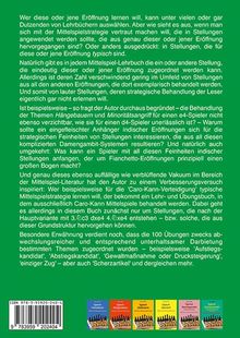 Ein grüner Hintergrund mit umfangreichem Text über Schacheröffnungen und typische Mittelspielstrategien für 'Caro-Kann'. 