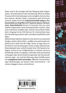 Text erläutert die Bedrohung durch Cyberkriminalität und die Wichtigkeit des Schutzes vor Datenverlust. Rechts: Grafiken.