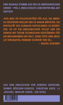 Radikale Stimme der US-Linken, Essays von Phil A. Neel. Zitat von Rachel Kushner lobt Neels einzigartigen Stil.