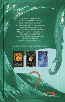 Ein König, verflucht zu unstillbarem Hunger. Drei Cover von Madeline Miller. Grüne Wellen-Illustration.