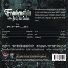 "Frankenstein und der Zirkel der Sieben," Folge 23, "Jäger und Gejagter", Cast: Victor, Jack, Miss Zoe. Kontakte: maritim-hoerspiele.de.