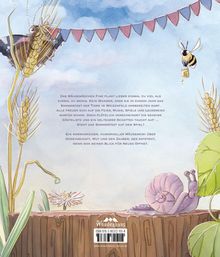 Ein Mäusemädchen plant ein Sommerfest, doch ein Schatten bedroht es. Humorvoll, über Gemeinschaft und Mut. Im Hintergrund sind Ähren, eine Biene und eine Schnecke.