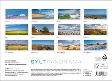 SYLTPANORAMA. Kalender mit zwölf Monatsbildern von Sylt. Jedes Bild zeigt Landschaften, z.B. Strände und Dünen.