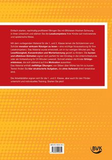 Text: Förderung der Lesekompetenz durch Blitzlesen für die 1. und 2. Klasse. ISBN 978-3-96520-486-0. Logo unten rechts.