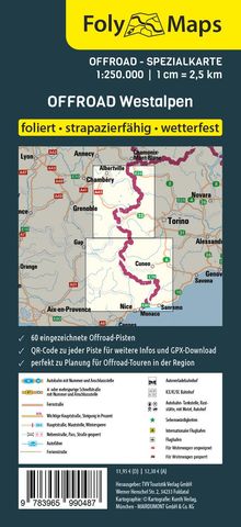 FolyMaps OFFROAD Westalpen 1:250 000, Karten
