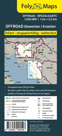 FolyMaps OFFROAD Slowenien Kroatien 1:250 000, Karten