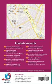 Erlebnis Valencia: Sehenswürdigkeiten mit Nummern und Seitenangaben. Oben eine Karte von Valencia mit markierten Punkten.