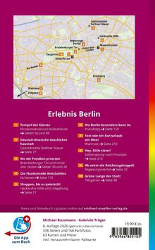 "Erlebnis Berlin" gefolgt von einem Stadtplan mit markierten Sehenswürdigkeiten und einer Liste von zehn Erlebnissen.