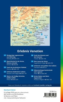 Erlebnis Venetien: Sehenswürdigkeiten mit Seitenzahlen. Oben eine Karte von Venetien mit markierten Orten.
