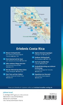 Erlebnis Costa Rica: Highlights und Seitenzahl. 10 Erlebnisse von "Blaues Farbspektakel" bis "Expedition ins Tierreich". Karte Costa Ricas.