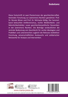 Text: Substanz. Diese Festschrift ist zwei Pionierinnen der... www.marta-press.de. Farbe: Lila Hintergrund, weißer Text.