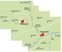 ADFC-Regionalkarte Donau-Ries, 1:50.000, mit Tagestourenvorschlägen, reiß- und wetterfest, E-Bike-geeignet, GPS-Tracks Download, Karten